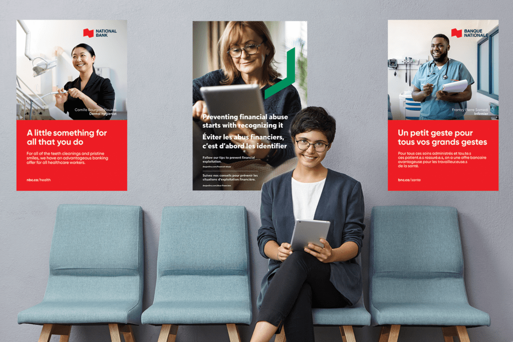 Desjardins / National Bank wall cling marketing posters