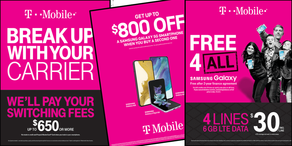 T-Mobile promotional cling signage campaign
